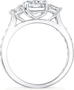 3-Stone Trapezoid Diamond Engagement Ring