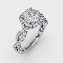 Fana Cushion Halo Twist Engagement Ring