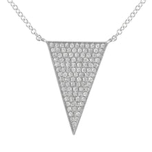 This diamond triangle necklace features pave set round brilliant cu...