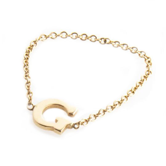 14k Yellow Gold Initial Chain Ring