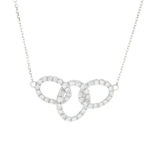 This 18k white gold necklace features 42 pave set diamonds totaling...