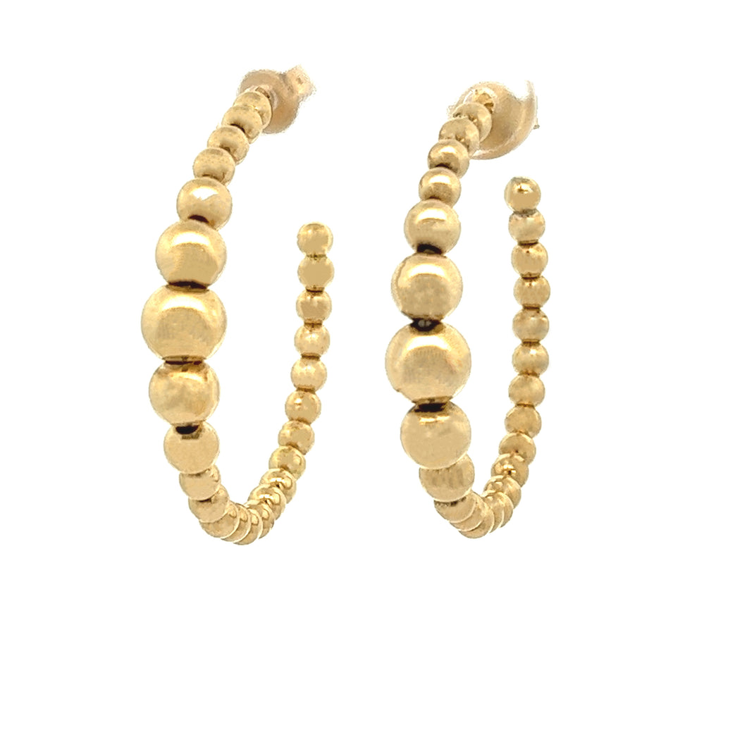 18k yellow gold beaded hoop earrings.
Hoop diameter is 1.2