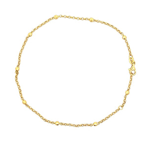 14k yellow gold rollo bead anklet. Anklet measures 10