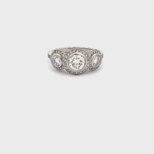 2.03ct Three Stone Round Brilliant Cut Platinum Diamond Engagement Ring