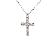 14k White Gold Diamond Cross and Chain