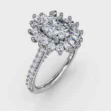 Fana Mixed Shape Oval Diamond Halo Ballerina Style Engagement Ring