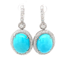 Diamond & Turquoise Drop Earrings