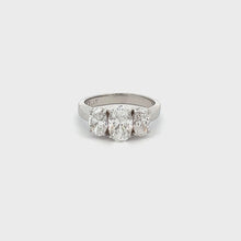 2.29ct Three Stone Oval Shape Platinum Diamond Engagement Ring