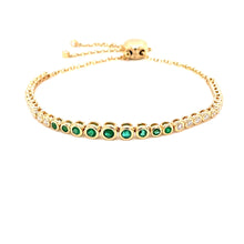 14k Yellow Gold Diamond and Emerald Bolo Bracelet