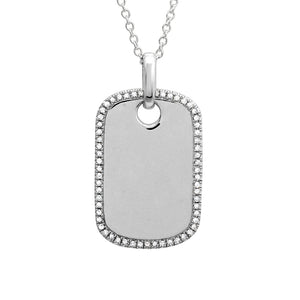 This 14k Yellow Gold dog tag features pave set round brilliant cut ...