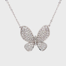 14k White Gold Diamond Butterfly Necklace