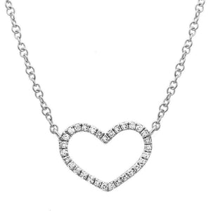 This necklace features a heart with pave set round brilliant cut di...