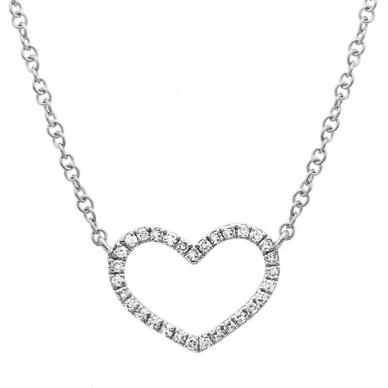 This necklace features a heart with pave set round brilliant cut di...