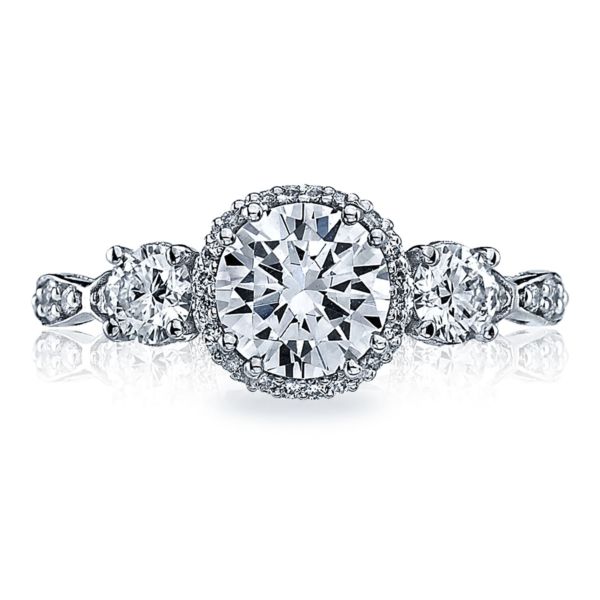 Tacori 3 Stone Halo Diamond Engagement Ring