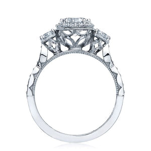 Tacori 3 Stone Halo Diamond Engagement Ring