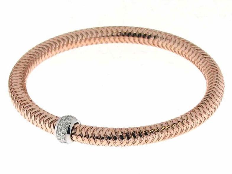 Flexible 18k Rose Gold Bangle with Diamonds totaling .22ct. 