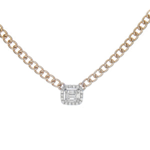 cuban link chain with pendant featuring diamonds totaling .39ct