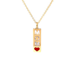 14k Yellow Gold & Mother of Pearl 'MOM' Pendant