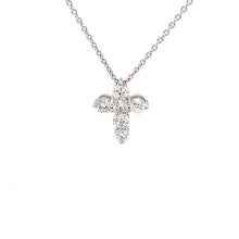 14k White Gold Diamond Small Cross & Chain