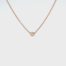 14k rose gold mini diamond bezel necklace 360 view