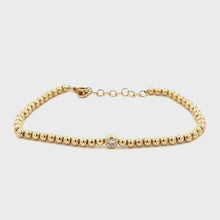 14k Yellow Gold Bead Chain Bracelet With Bezel Diamond