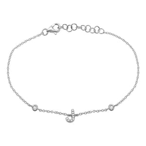 This bracelet features a diamond initial in the center. 6mm initial