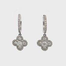 1.37ct 18k White Gold Diamond Clover Drop Earrings
