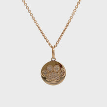 14k Yellow Gold Diamond Dog Paw Print Pendant