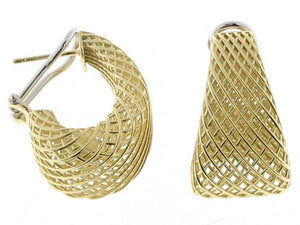 18K Yellow Gold Woven Tapered Hoop Earrings