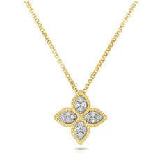 This 18k yellow gold necklace from Roberto Coin features round bril...