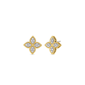 These earrings from Roberto Coin features pave set round brilliant ...