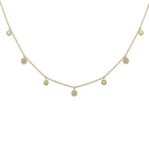 This diamond necklace features round brilliant cut diamonds drops t...