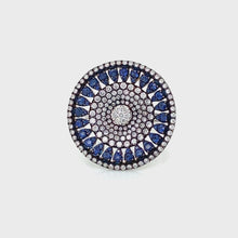 18K White Gold Diamond and Sapphire Mandala Ring