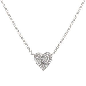 This heart necklace features pave set round brilliant cut diamonds ...