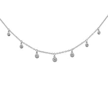 This diamond necklace features bezel set round brilliant cut diamon...