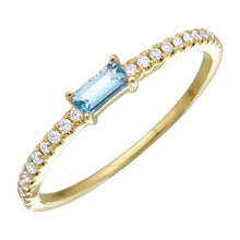 14k Yellow Gold Diamond & Blue Topaz Ring