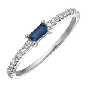 14k White Gold Diamond & Sapphire Ring