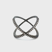 14k White Gold Black Rhodium Diamond X-Ring