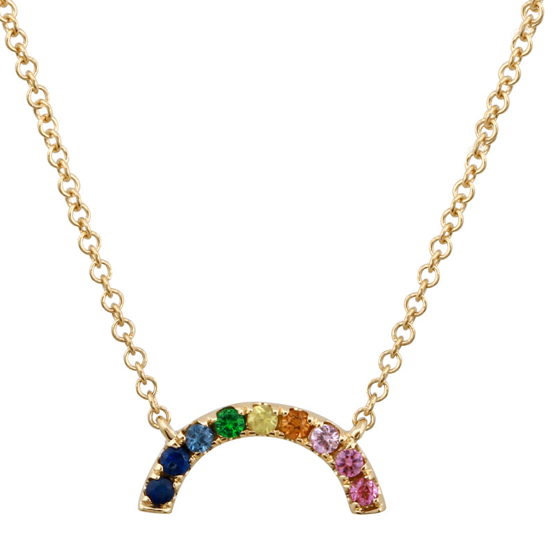 This necklace feature multi colored gemstones.