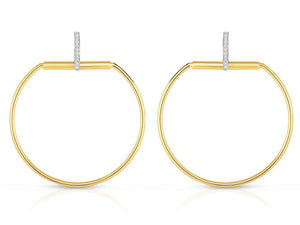 18K Yellow & White Large Round Stirrup Drop Earrings w. diamond...