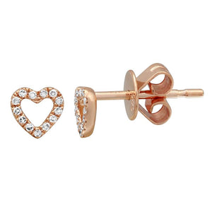 These heart stud earrings feature pave set round brilliant cut diam...