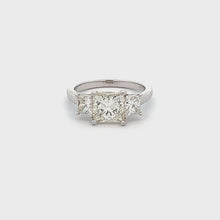 3.21ct Three Stone Princess Cut Platinum Diamond Engagement Ring
