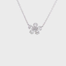 14K White Gold Diamond 5 Petal Flower Pendant