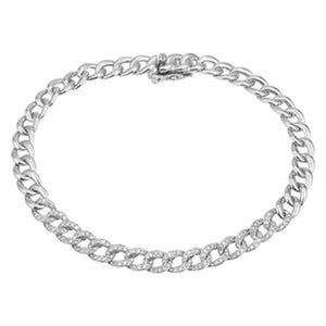 This link bracelet features pave set round brilliant cut diamonds t...