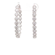 14k White Gold Diamond Hoop Earrings 360 video view