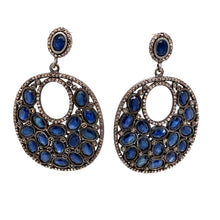Sterling Silver Diamond & Sapphire Drop Earrings