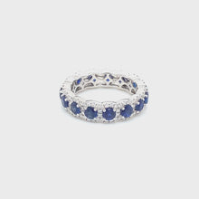 18K white gold diamond and Sapphire 1.58 Eternity Band Ring 360 view