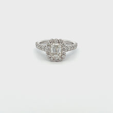1.82ct Emerald Cut 14k White Gold Halo Diamond Engagement Ring