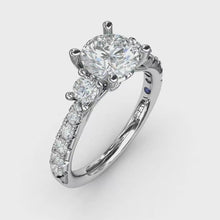Fana Three Stone With Pave Engagement Ring