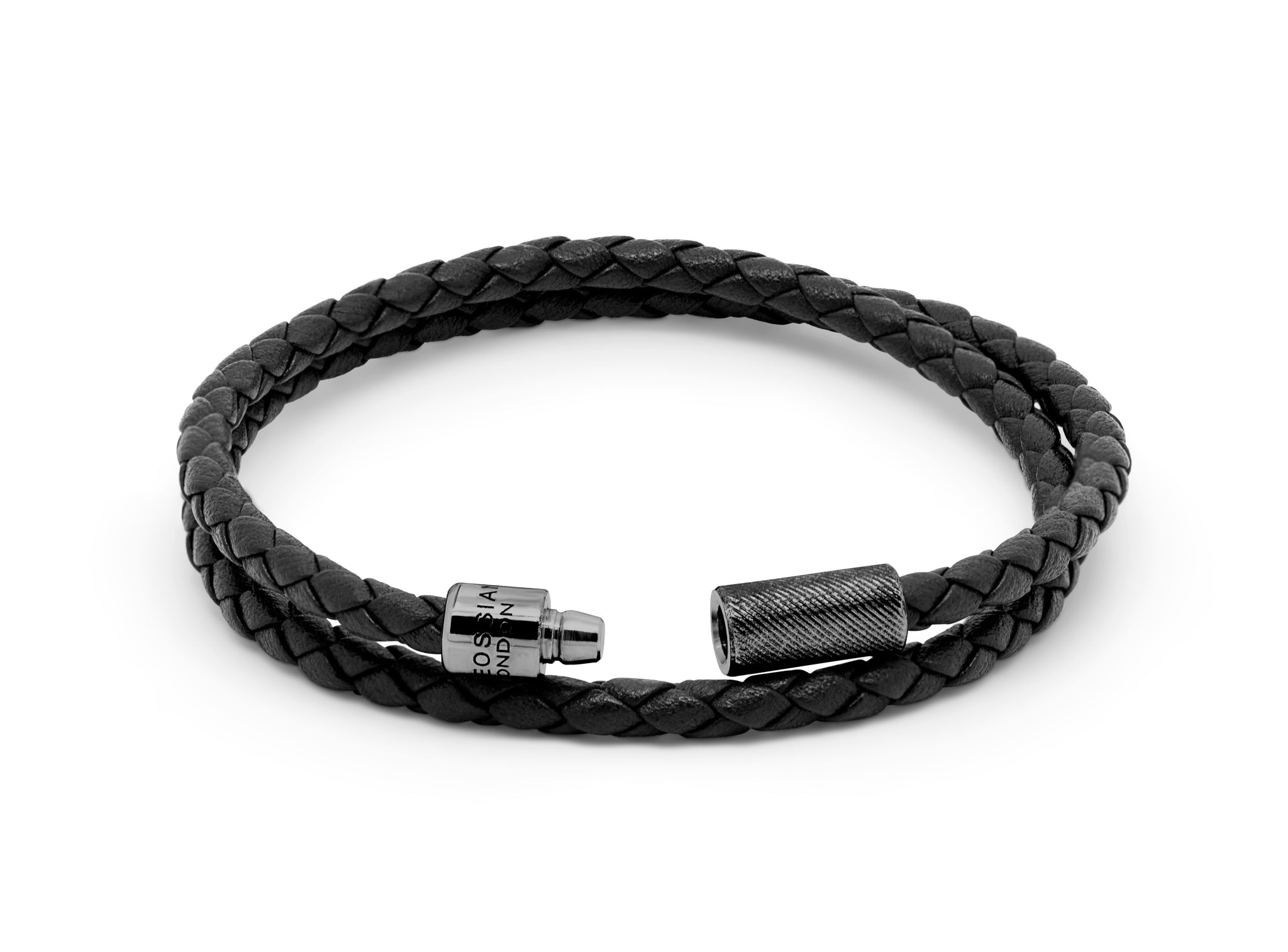 Double wrap leather bracelet with flat studs - Koru Vintage